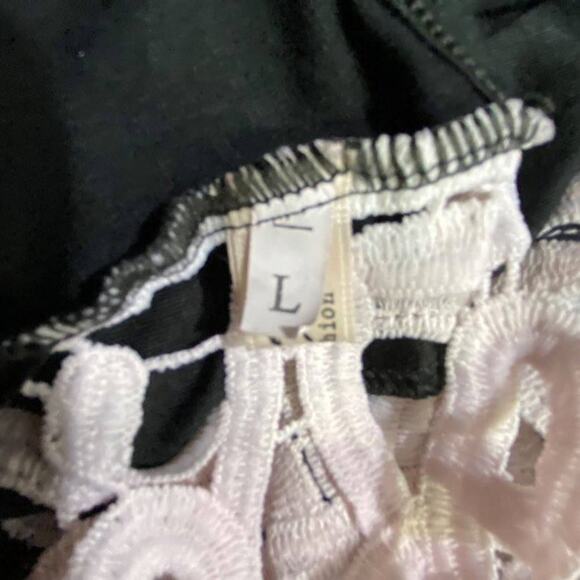 Rui Feng Fashion Black Crochet Lace Cut Out Long Sleeve Top Large - Picture 5 of 12